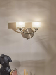 John Lewis Paige Double Wall Light, Satin Nickel - thumbnail 2