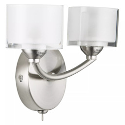 John Lewis Paige Double Wall Light, Satin Nickel - thumbnail 4