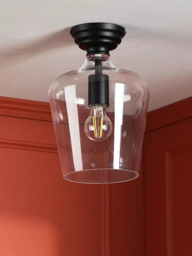 Laura Ashley Ockley Semi-Flush Ceiling Light, Black - thumbnail 3