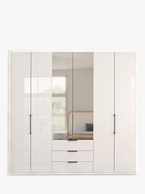 John Lewis Osaka 2.25m Bi-Fold Wardrobe with 4 Glass Doors, 2 Mirrored Doors & 3 Glass Drawers - image 1