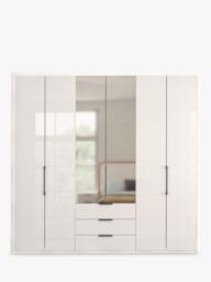 John Lewis Osaka 2.25m Bi-Fold Wardrobe with 4 Glass Doors, 2 Mirrored Doors & 3 Glass Drawers