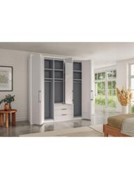 John Lewis Osaka 2.25m Bi-Fold Wardrobe with 4 Glass Doors, 2 Mirrored Doors & 3 Glass Drawers - thumbnail 4