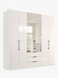 John Lewis Osaka 2.25m Bi-Fold Wardrobe with 4 Glass Doors, 2 Mirrored Doors & 3 Glass Drawers - thumbnail 2