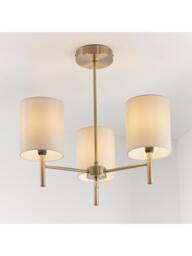 Bay Lighting Briorie 3 Arm Semi Flush Ceiling Light, Metallic Brass/Cream - thumbnail 2