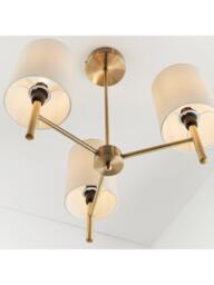 Bay Lighting Briorie 3 Arm Semi Flush Ceiling Light, Metallic Brass/Cream - thumbnail 6