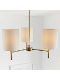 Bay Lighting Briorie 3 Arm Semi Flush Ceiling Light, Metallic Brass/Cream - thumbnail 4