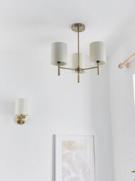 Bay Lighting Briorie 3 Arm Semi Flush Ceiling Light, Metallic Brass/Cream - thumbnail 3