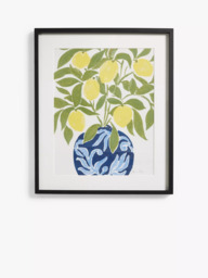 John Lewis La Poire 'Sicily Lemons' Framed Print & Mount, 62 x 52cm, Green/Blue - thumbnail 1