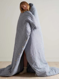 Bedfolk 100% Linen Stripe Bedding, Blue/White - thumbnail 4