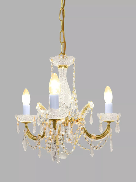 Impex Marie Theresa Crystal Chandelier Ceiling Light, 3 Arms