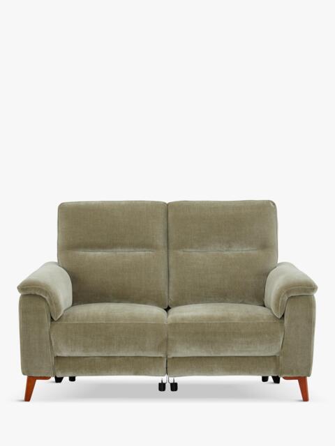 John Lewis Slant Small 2 Seater Power Recliner Sofa, Green Chenille - image 1