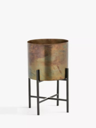 nkuku Juoni Metal Indoor Planter & Stand, Antique Brass - thumbnail 3