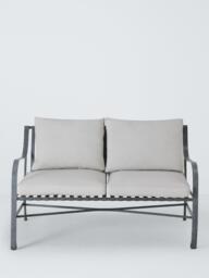 John Lewis Ribbon 2-Seater Metal Garden Sofa, Grey - thumbnail 3