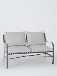 John Lewis Ribbon 2-Seater Metal Garden Sofa, Grey