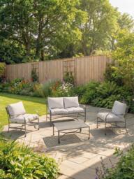 John Lewis Ribbon 2-Seater Metal Garden Sofa, Grey - thumbnail 2