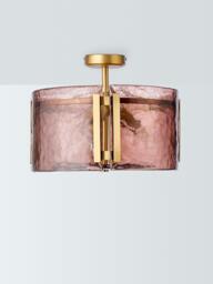 John Lewis Cadogan Textured Glass Semi Flush Ceiling Light, Antique Brass - thumbnail 3