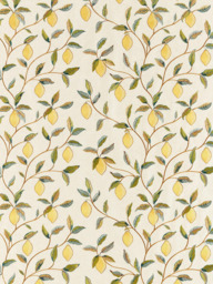 Morris & Co. Lemon Tree Embroidered Made to Measure Curtains or Roman Blind, Bayleaf/Lemon