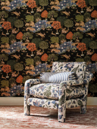 John Lewis x Sanderson Barley Mow Newnham Courtney Accent Chair, Indigo / Olive - thumbnail 2