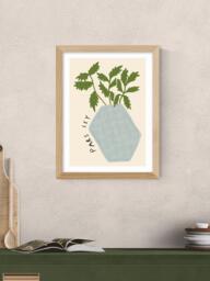 EAST END PRINTS Amber May Art 'Parsley Plant' Framed Print, 43.4 x 33.4cm, Natural - thumbnail 2