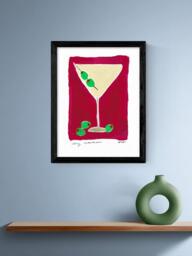 EAST END PRINTS Natalie Cass 'Dry Martini Cocktail' Framed Print, 43.4 x 33.4cm, Black Frame - thumbnail 2