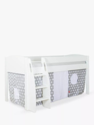 Stompa Uno S Plus Mid Sleeper Bed with White Headboard and Star Print Tent - thumbnail 4