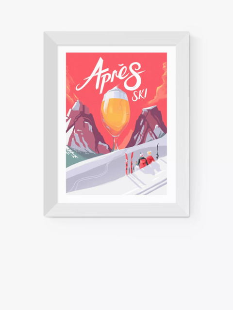 EAST END PRINTS Mark Harrison 'Après Ski' Wood Framed Print
