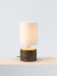 John Lewis Kollur Short Cylindrical Table Lamp, Wood - thumbnail 1