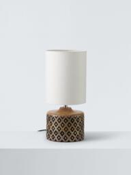 John Lewis Kollur Short Cylindrical Table Lamp, Wood - thumbnail 2