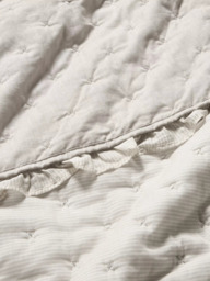 John Lewis Chambray Stripe Reversible Quilted Frilled Bedspread, Natural - thumbnail 4