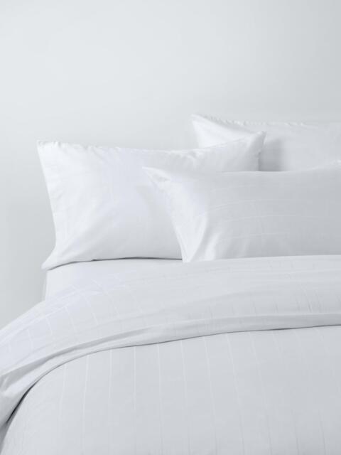 John Lewis Satin Stripe Organic Cotton 400 Thread Count Duvet Cover Set, White - image 1