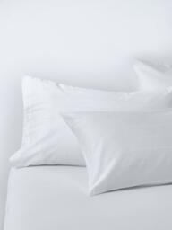 John Lewis Satin Stripe Organic Cotton 400 Thread Count Duvet Cover Set, White - thumbnail 2