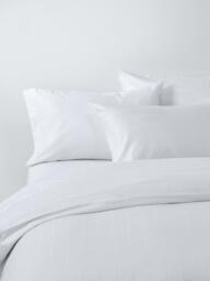 John Lewis Satin Stripe Organic Cotton 400 Thread Count Duvet Cover Set, White - thumbnail 1
