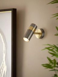 John Lewis Obi Single Spotlight Wall Light, Matt Nickel/Gold - thumbnail 4