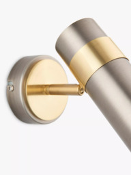 John Lewis Obi Single Spotlight Wall Light, Matt Nickel/Gold - thumbnail 3