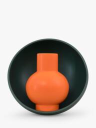 raawii Strøm Small Earthenware Vase, H16cm, Vibrant Orange - thumbnail 3