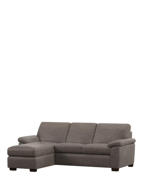 John Lewis Camden LHF Chaise End Leather Sofa Bed, Dark Leg - image 1