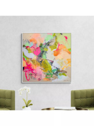 John Lewis Natasha Barnes 'Life is Beautiful' Framed Canvas Print, 104 x 104cm, Pink/White - thumbnail 2