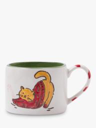 Wednesday Tea Collective Christmas Cat Stoneware Mug, 300ml