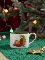 Wednesday Tea Collective Christmas Cat Stoneware Mug, 300ml - thumbnail 5