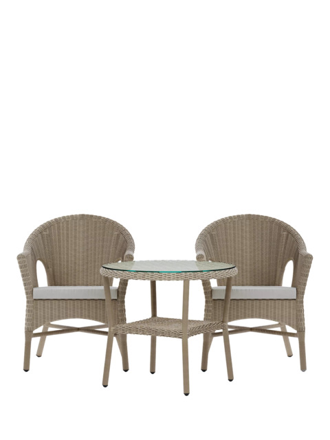 Laura Ashley Carrdale Woven Rattan 2-Seater Garden Bistro Set, Barley - image 1