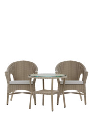 Laura Ashley Carrdale Woven Rattan 2-Seater Garden Bistro Set, Barley - thumbnail 1
