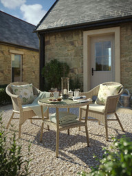 Laura Ashley Carrdale Woven Rattan 2-Seater Garden Bistro Set, Barley - thumbnail 2