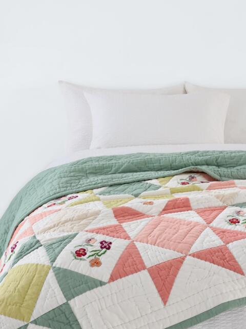 John Lewis x Anine Cecilie Iversen Pansy Quilted Bedspread, Multi - image 1