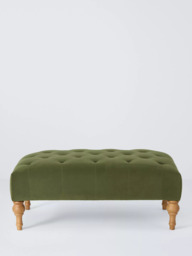 John Lewis Button Footstool, Green Velvet - thumbnail 3
