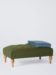 John Lewis Button Footstool, Green Velvet - thumbnail 5