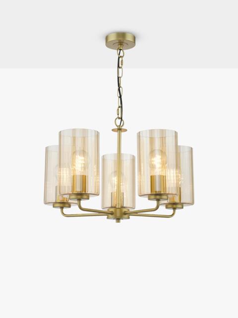 Där Daylin 5 Arm Glass Pendant Ceiling Light, Gold - image 1