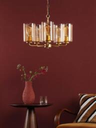 Där Daylin 5 Arm Glass Pendant Ceiling Light, Gold - thumbnail 6