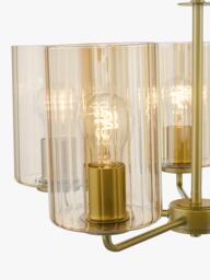 Där Daylin 5 Arm Glass Pendant Ceiling Light, Gold - thumbnail 5