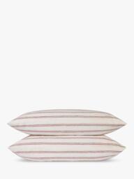Piglet in Bed Kemptown Stripe Linen Blend Bedding, Ivory/Rhubarb - thumbnail 5