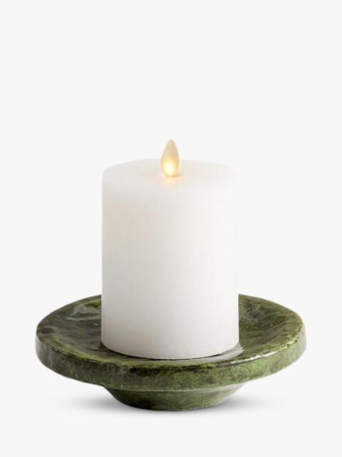 Pottery Barn Glazed Earthenware Candle Tray, 15cm, Vineyard Green - image 1